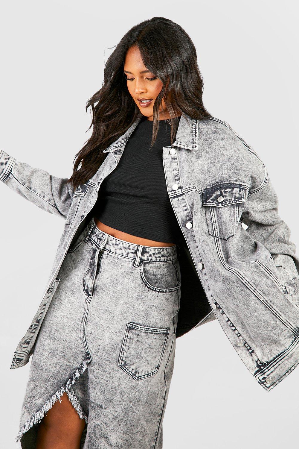 Oversized washed deals black denim jacket